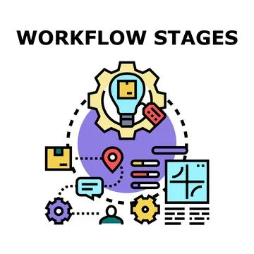 Workflow stages planning and development process Stock Illustration