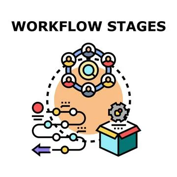 Workflow stages planning and team management process イラスト素材