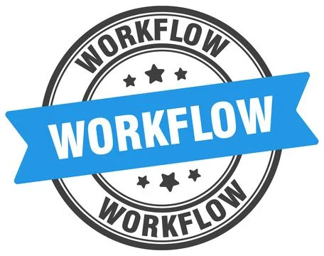 Workflow stamp. workflow label on transparent background. round sign Stock Illustration