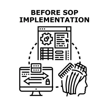 Workflow before standard operating procedure implementation icon Stock Illustration