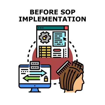 Workflow before standard operating procedure implementation icon Stock Illustration