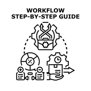 Workflow step by step guide business process Stockillustratie