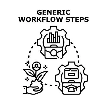 Workflow steps illustrating business development strategy and process イラスト素材