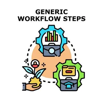 Workflow steps illustrating business development strategy and process Stock Illustration