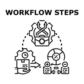 Workflow steps illustrating business process management development Stock-Illustration