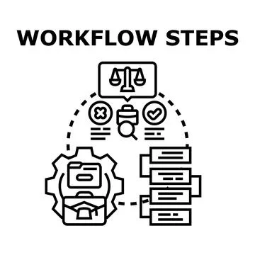 Workflow steps illustrating business process optimization Stock-Illustration