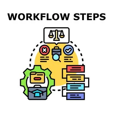 Workflow steps illustrating business process optimization Иллюстрация