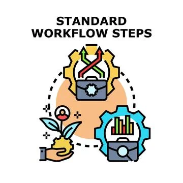 Workflow steps process development strategy concept Stock Illustration
