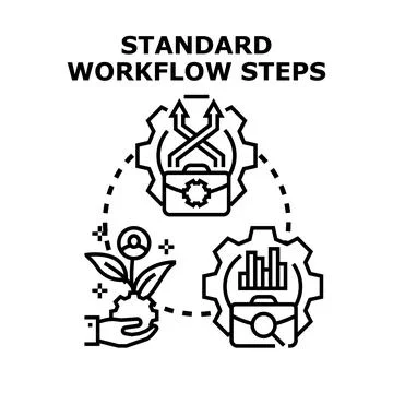 Workflow steps process development strategy concept Stock Illustration