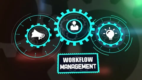 Workflow Strategy Gear Megaphone Idea Bulb Business Planning Stock Footage 327889864