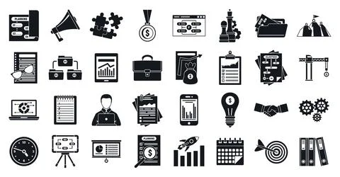 Workflow strategy icons set, simple style Illustrazione stock