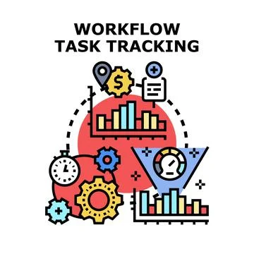 Workflow task tracking optimizing performance and management Stock Illustration