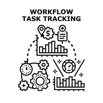 Workflow task tracking optimizing performance and management Illustrazione stock