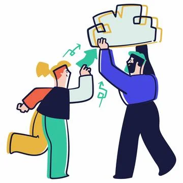 Workflow teamwork Men Illustration Stock Illustration
