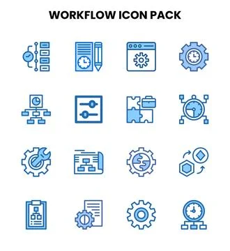 Workflow Two Colour Bundle Icons Pack Stock Illustration