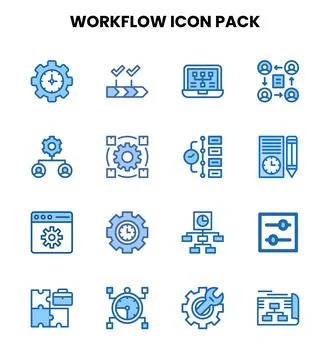 Workflow Two Colour Collection Icons Pack イラスト素材