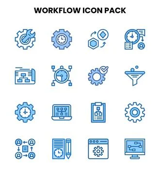 Workflow Two Colour Design Icons Pack 스톡 일러스트