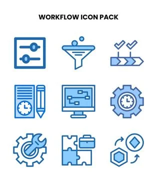Workflow Two Colour Graphics Icons Pack Stock Illustration