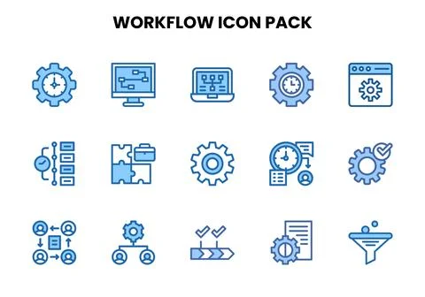 Workflow Two Colour Icons Pack Stock Illustration