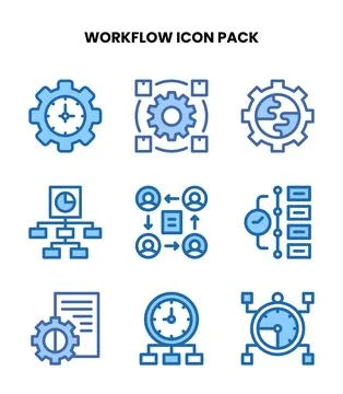 Workflow Two Colour Scalable Icons Pack Stock Illustration