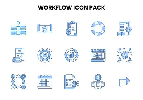 Workflow Two Colour Scalable Icons Pack Stock Illustration