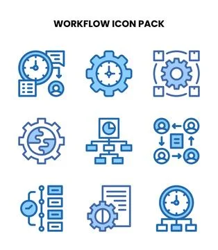 Workflow Two Colour Scalable Icons Pack Stock Illustration