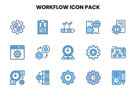 Workflow Two Colour Set Icons Pack Illustrazione stock