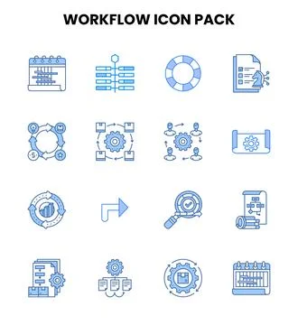 Workflow Two Colour SVG Icons Pack Stockillustratie