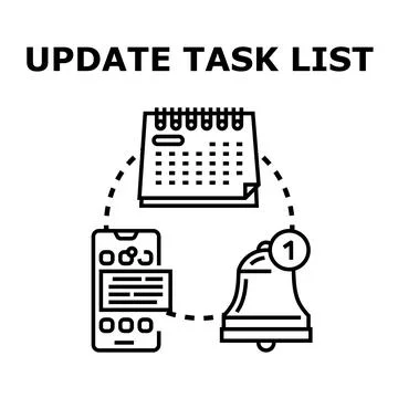 Workflow updating task list mobile reminders Illustrazione stock