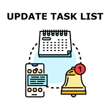 Workflow updating task list mobile reminders Stock Illustration