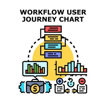 Workflow user journey analysis chart optimizing business process Stock Illustration
