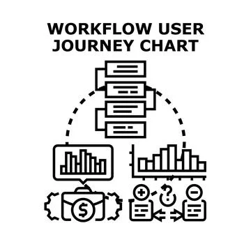 Workflow user journey analysis chart optimizing business process Stock Illustration