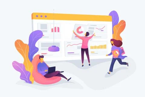 Workflow vector creative concept illustration. Illustrazione stock