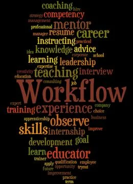 Workflow, word cloud concept 4 Stock Illustration