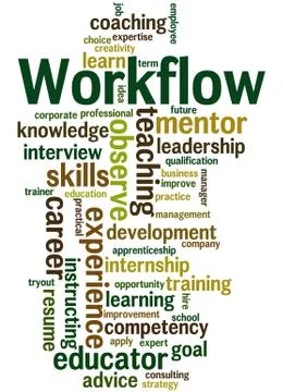 Workflow, word cloud concept Stock Illustration