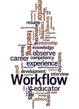 Workflow, word cloud concept Stock Illustration