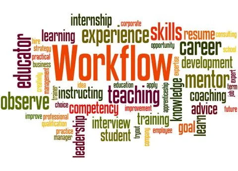 Workflow, word cloud concept Stock Illustration