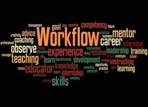 Workflow, word cloud concept Stock Illustration