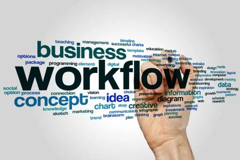 Workflow word cloud Stock Photos