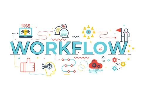 Workflow word illustration Illustrazione stock