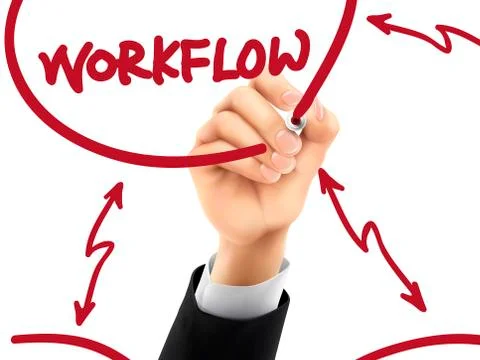Workflow written by 3d hand Illustrazione stock