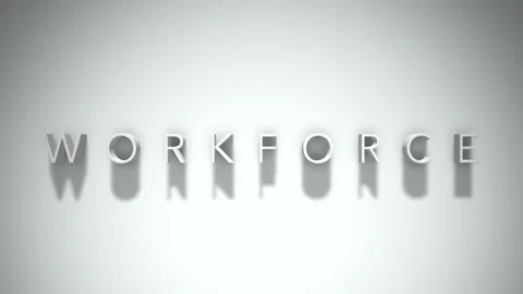 Workforce 3D title animation with shadows on a white background Stock Footage 296491193