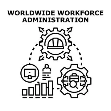Workforce administration system connecting global talent management Stock Illustration