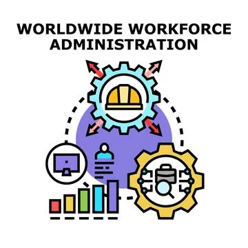 Workforce administration system connecting global talent management Stock Illustration