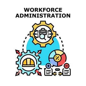 Workforce administration system coordinating human resources management Stock Illustration