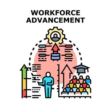 Workforce advancement concept illustrating career development and growth Stock Illustration