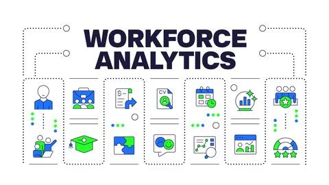 Workforce analytics word concept isolated on white Stock Illustration