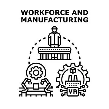 Workforce and manufacturing industrial process automation concept イラスト素材