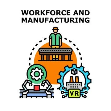 Workforce and manufacturing industrial process automation concept Stock Illustration