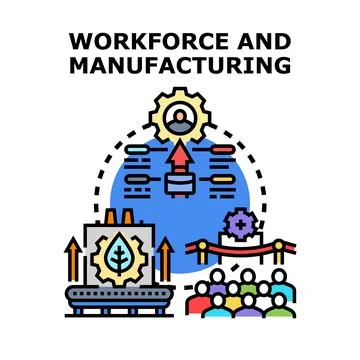Workforce and manufacturing process icon with people Stock Illustration